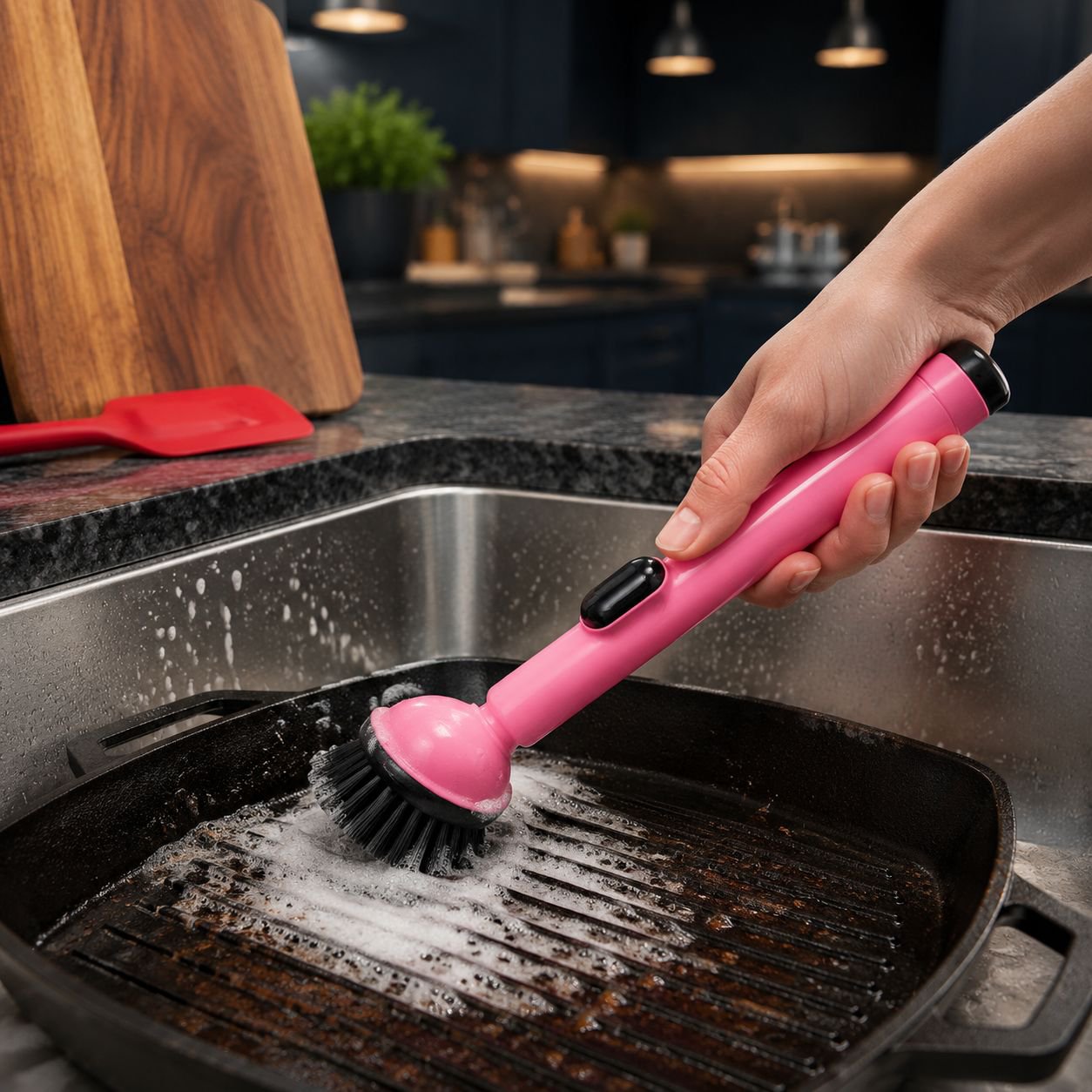 Dopamine Suction Cup Long Handle Liquid-Dispensing Cleaning Brush