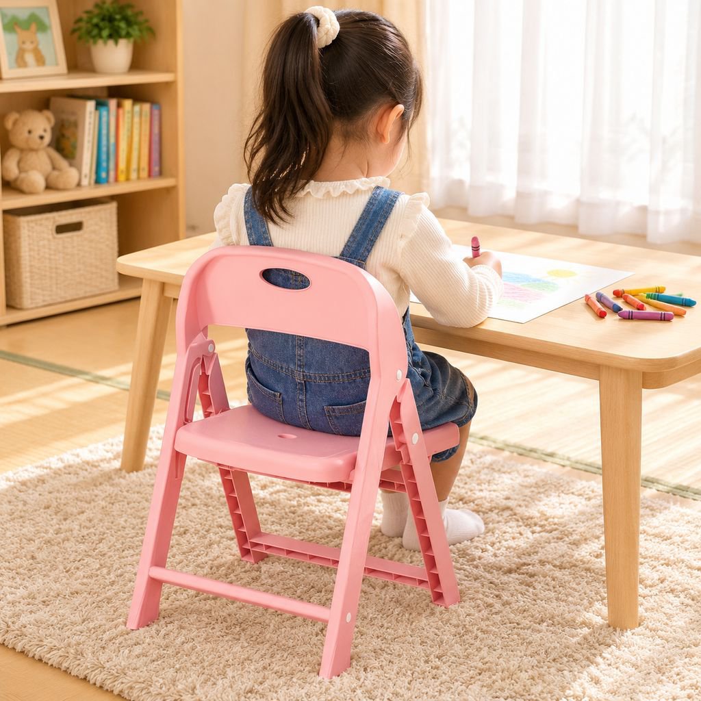キッズチェア 折りたたみ椅子 子供用 ローチェア 子供椅子 ベビーチェア 背もたれ付き 滑り止め付き 軽量 プラスチック製 座面ゆったり 携帯便利 省スペース 幼稚園 保育園 家庭用 子ども用イス 豆