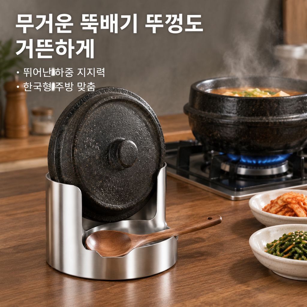 다기능 냄비뚜껑 국자 받침대 주방 수납 선반