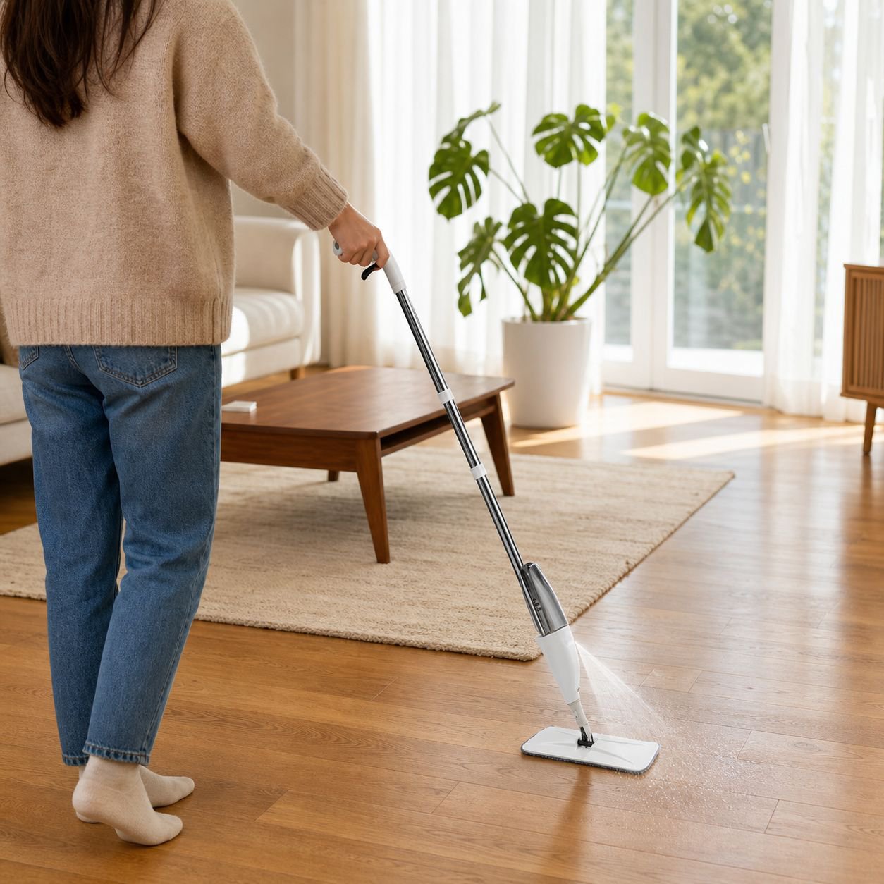 Hands-Free Thickened Spray Mop, Wet and Dry Dual-Use Flat Mop