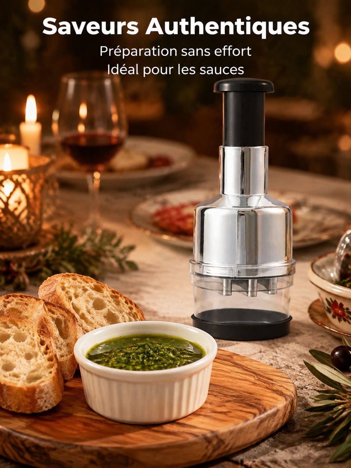 Accessoire de cuisine compact pour hacher les ingrédients