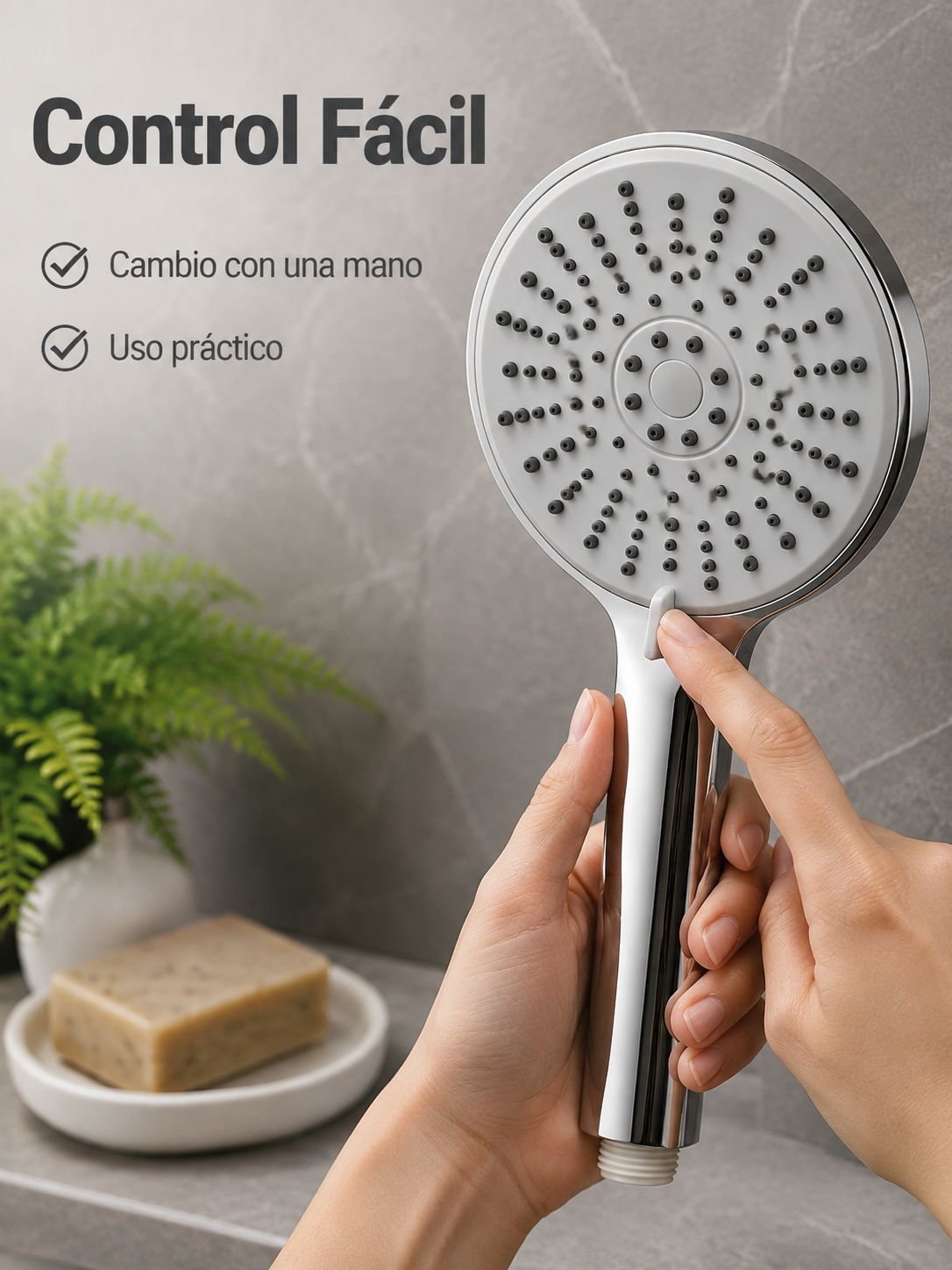 Ducha de Mano de Silicona, Panel Grande de Alta Presión para Baño