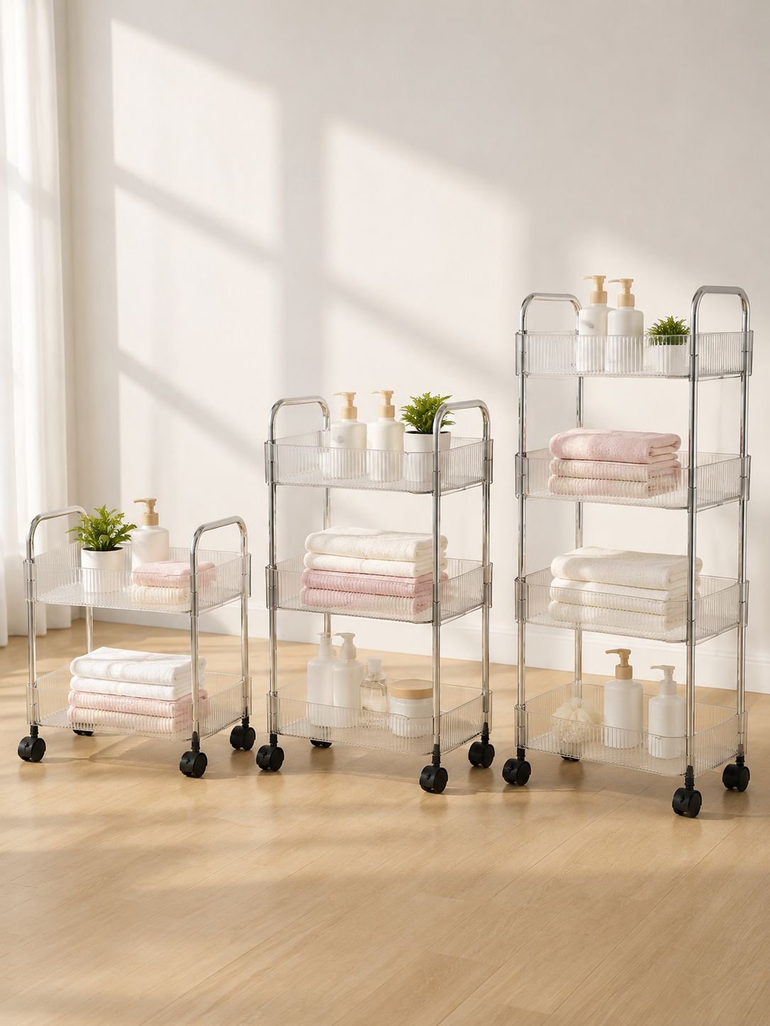 Organizador móvil transparente ideal para cualquier ambiente