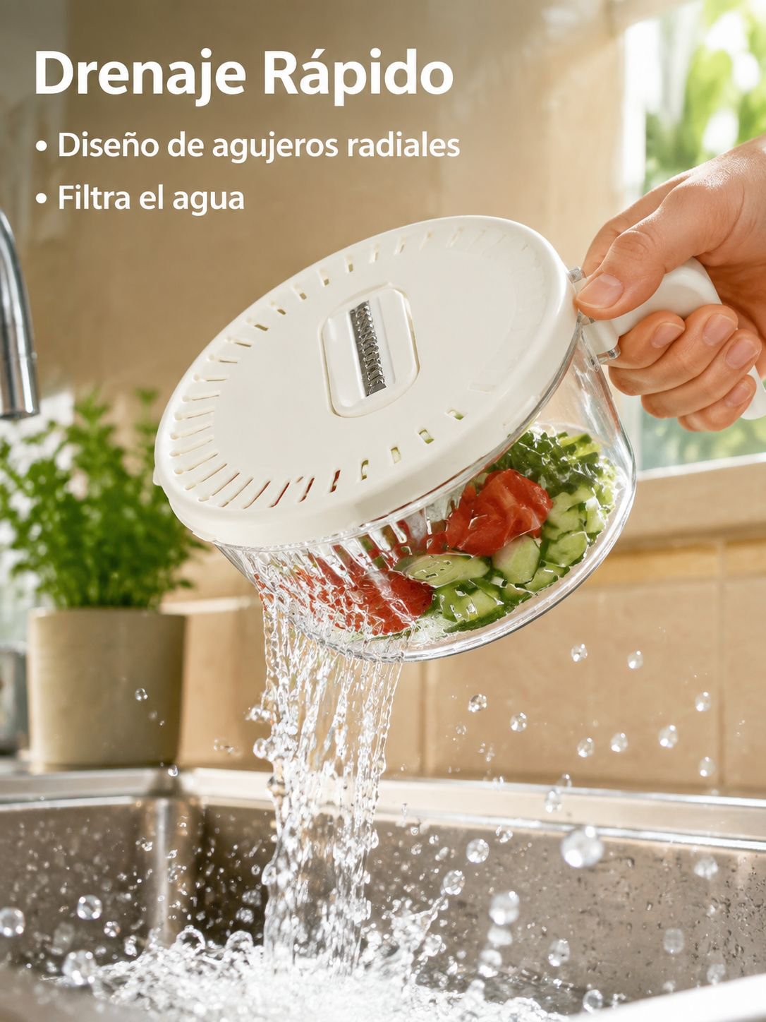 [lavado y Corte en uno] cesta de drenaje fresca sin cortar las manos sucias