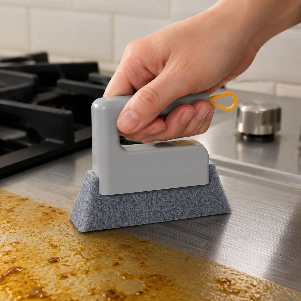 Deep household cleaning brush in action