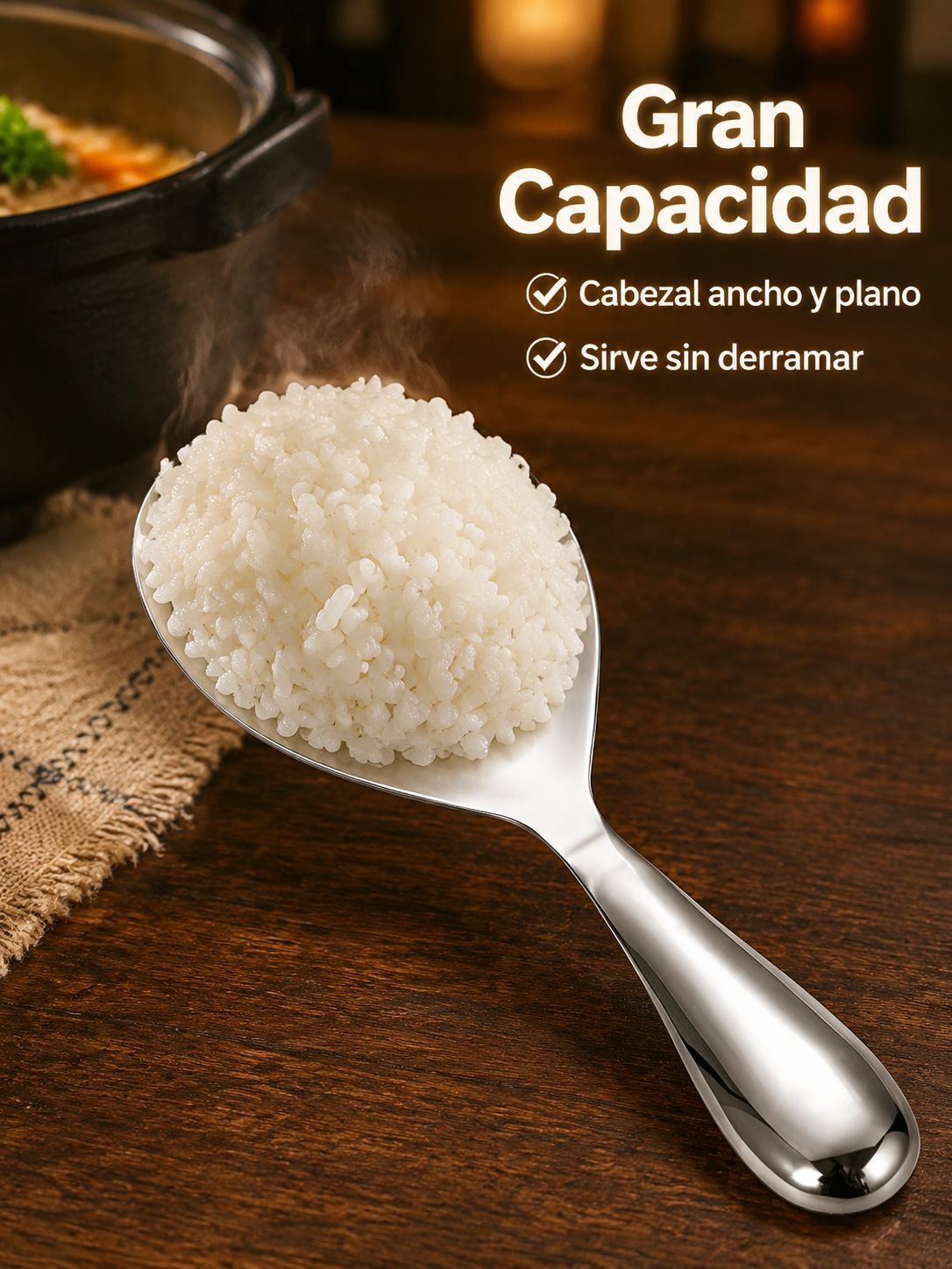 Cuchara grande antiadherente para arroz