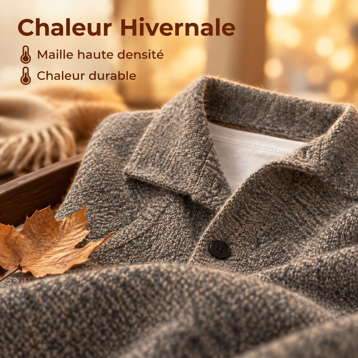 Gilet en tricot épais à col montant pour homme automne-hiver
