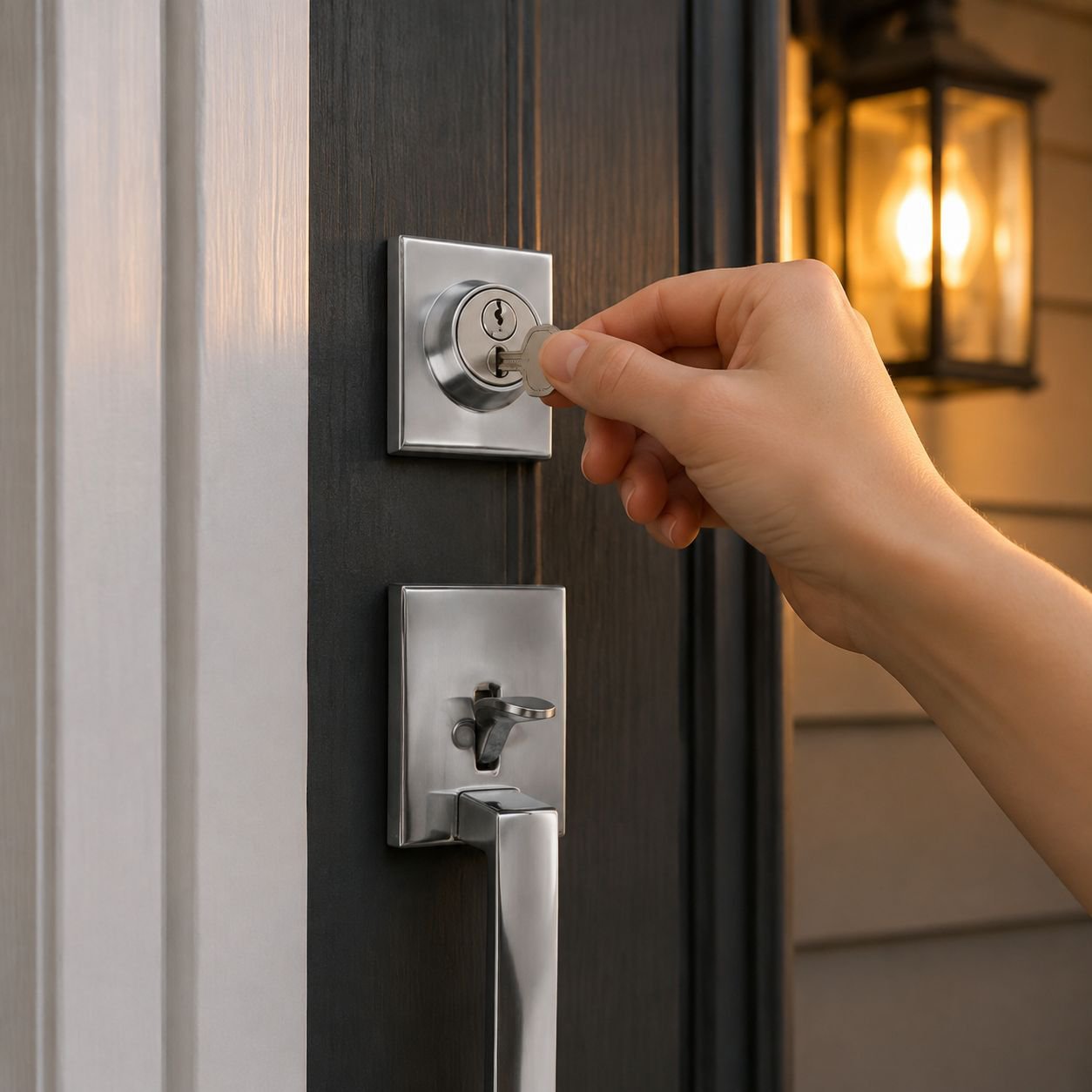 Cerradura de manija de tres polos de aleación de zinc y aluminio de estilo americano, cerradura de m