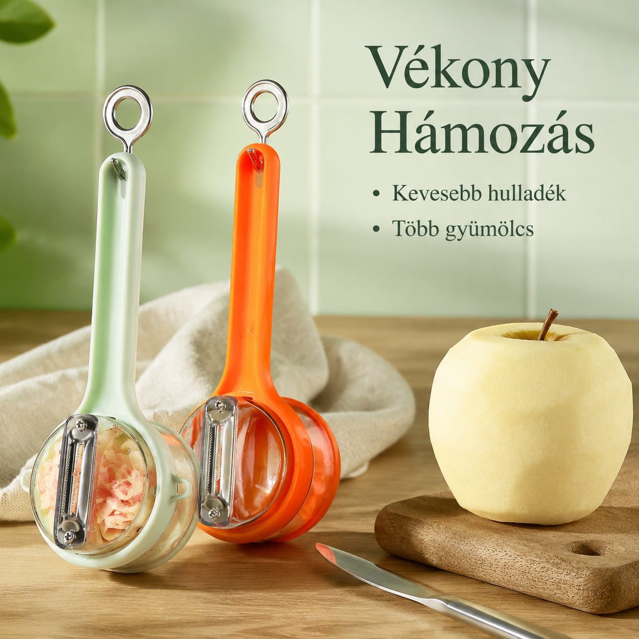Multifunkciós gyümölcshámozó tárolóval