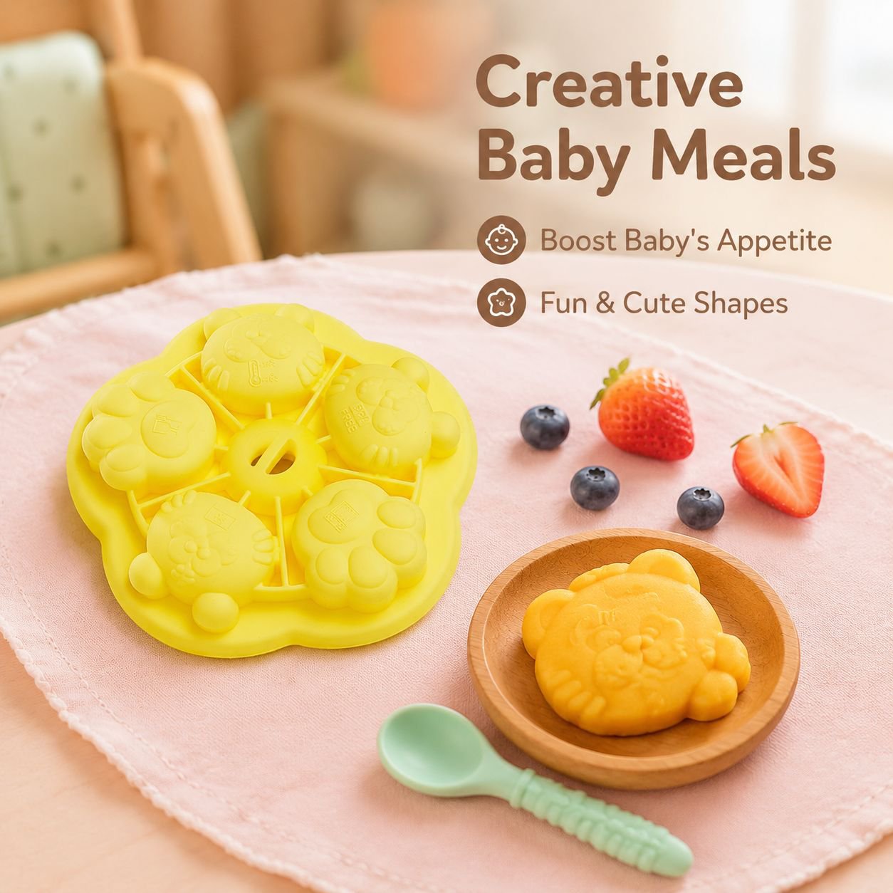 Baby Food Silicone Tiger Head Rice Cake Mold Popsicle Ice Tray Cake Mold