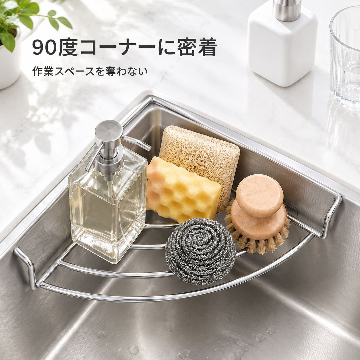 キッチン三角水切りラックシンク収納ラック雑巾収納蛇口周り収納料理用品