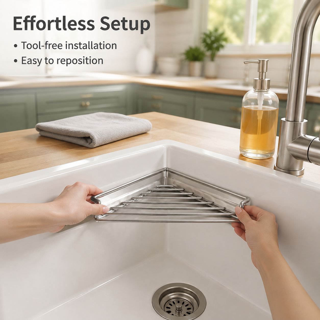 Stainless steel kitchen sink drain rack