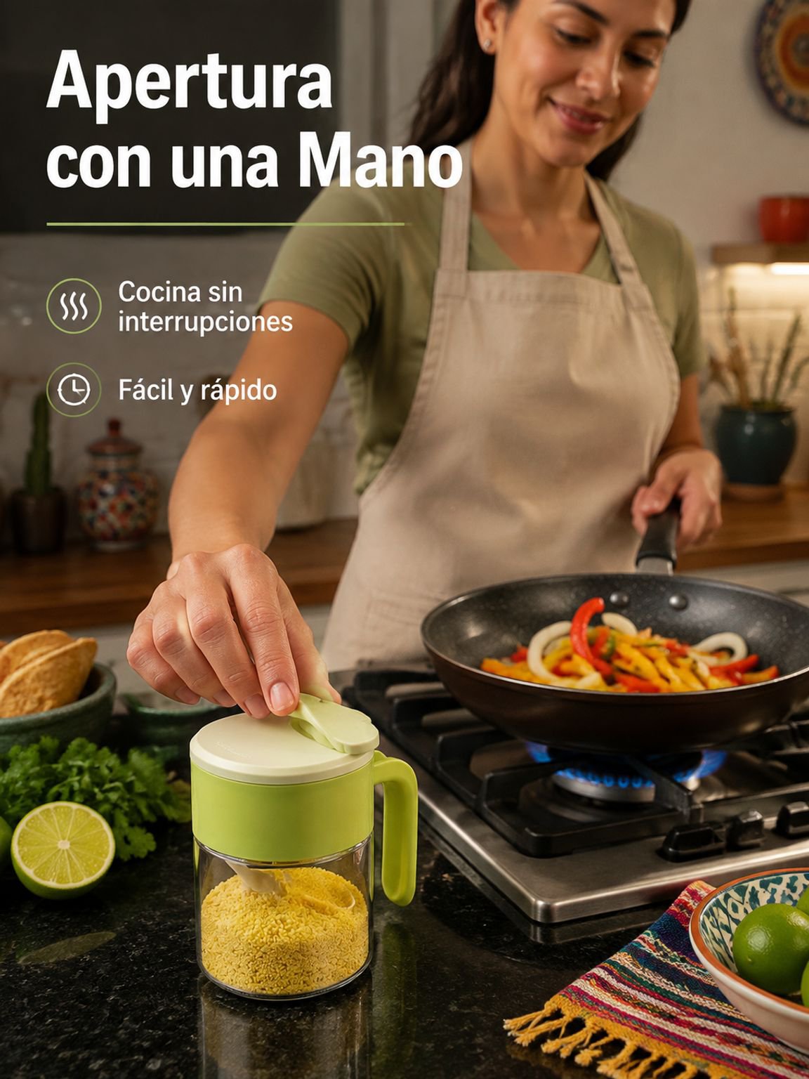 Botella de vidrio para condimentos con cuchara