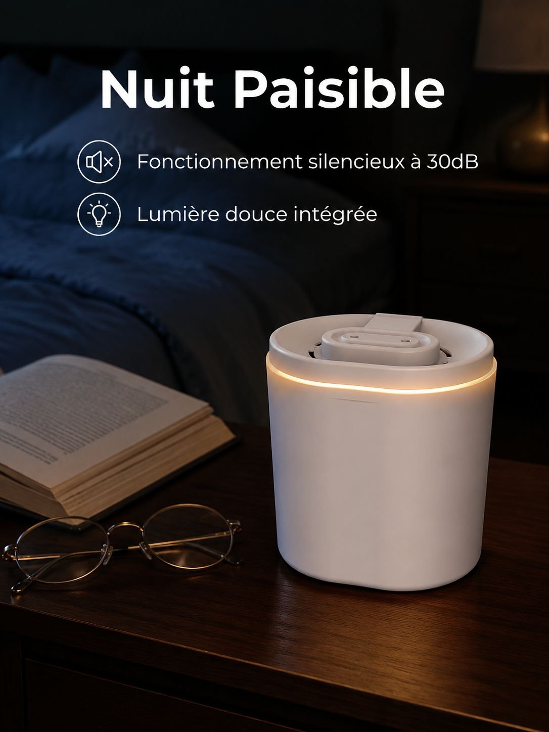 Humidificateur à double buse 6L grande capacité avec lampe d’ambiance pour maison et bureau