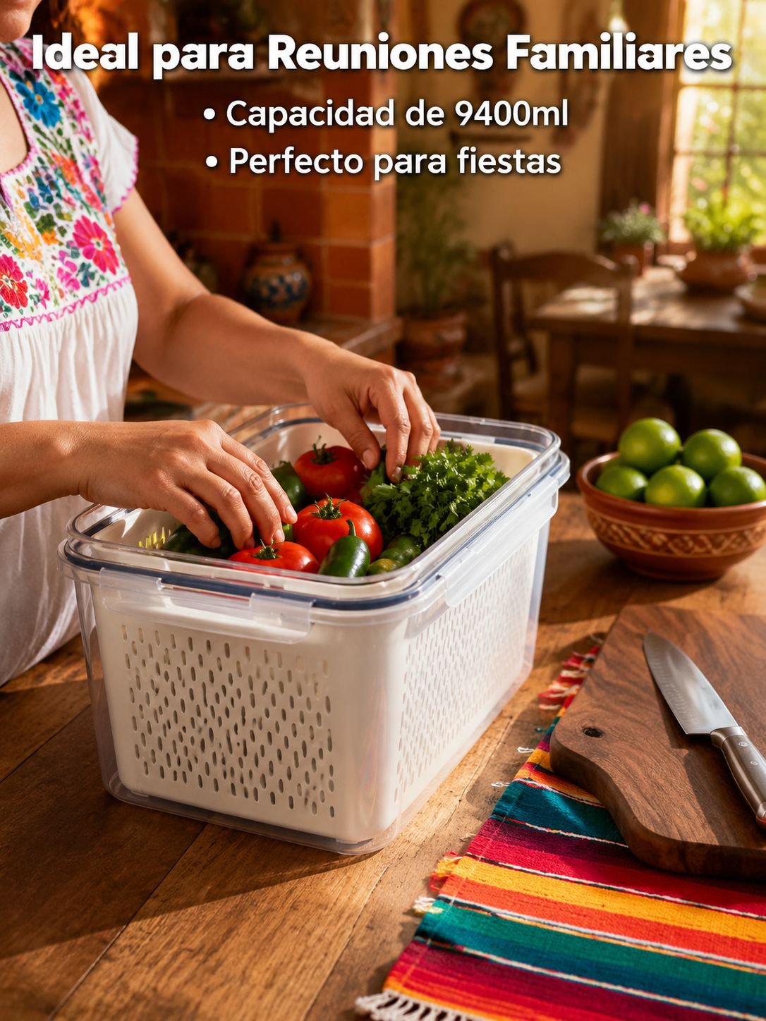 Caja conservadora con escurridor