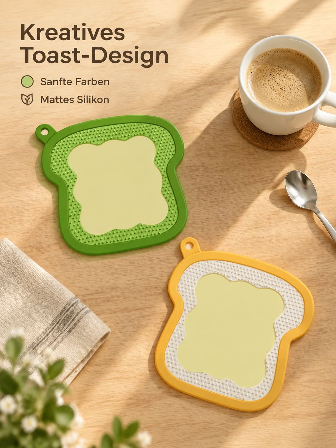 Toast Silikon Untersetzer 3-in-1 Schalen- und Tellerunterlage