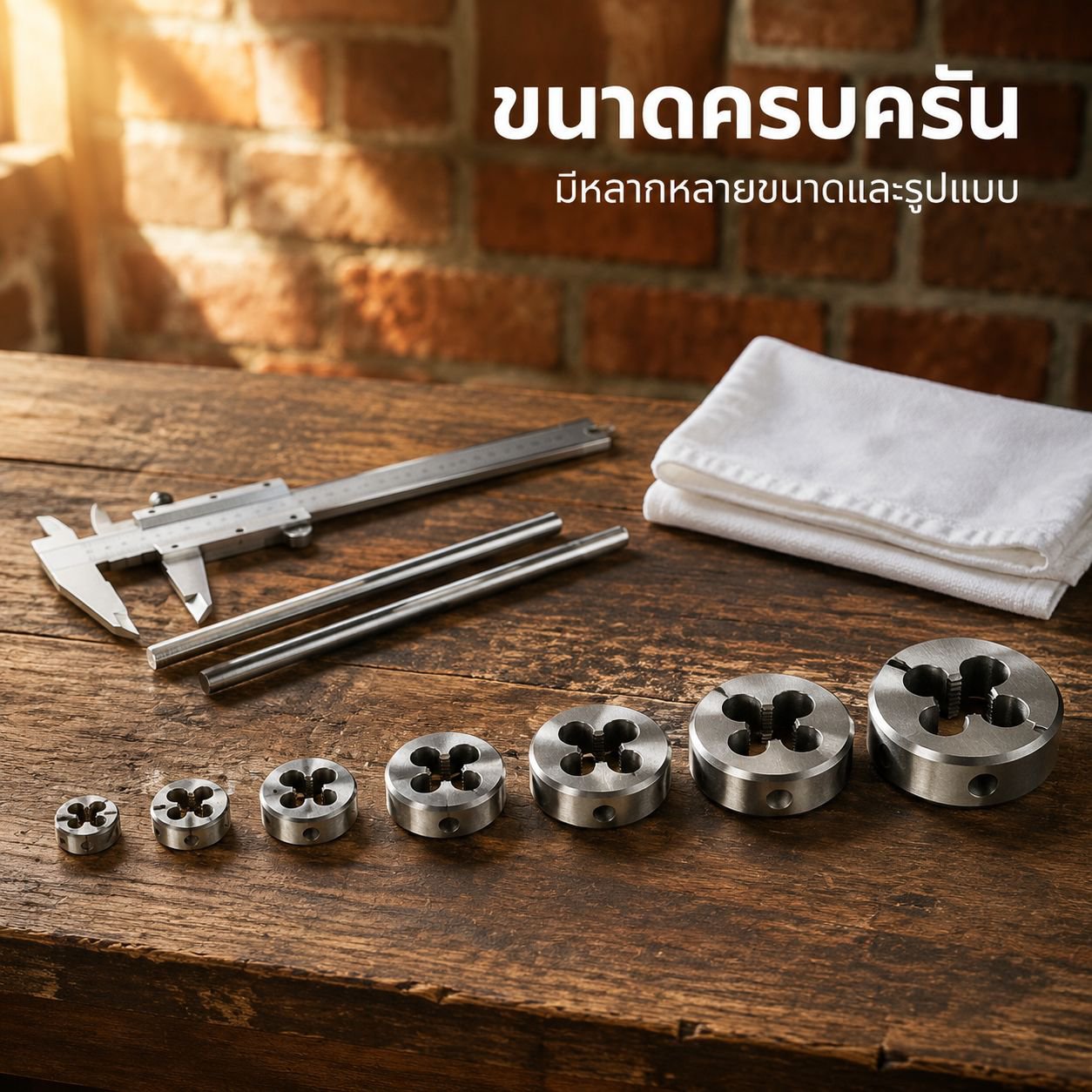 ดอกต๊าป ดาย ประแจ และเครื่องมือช่างแบบต่างๆ หลายขนาด