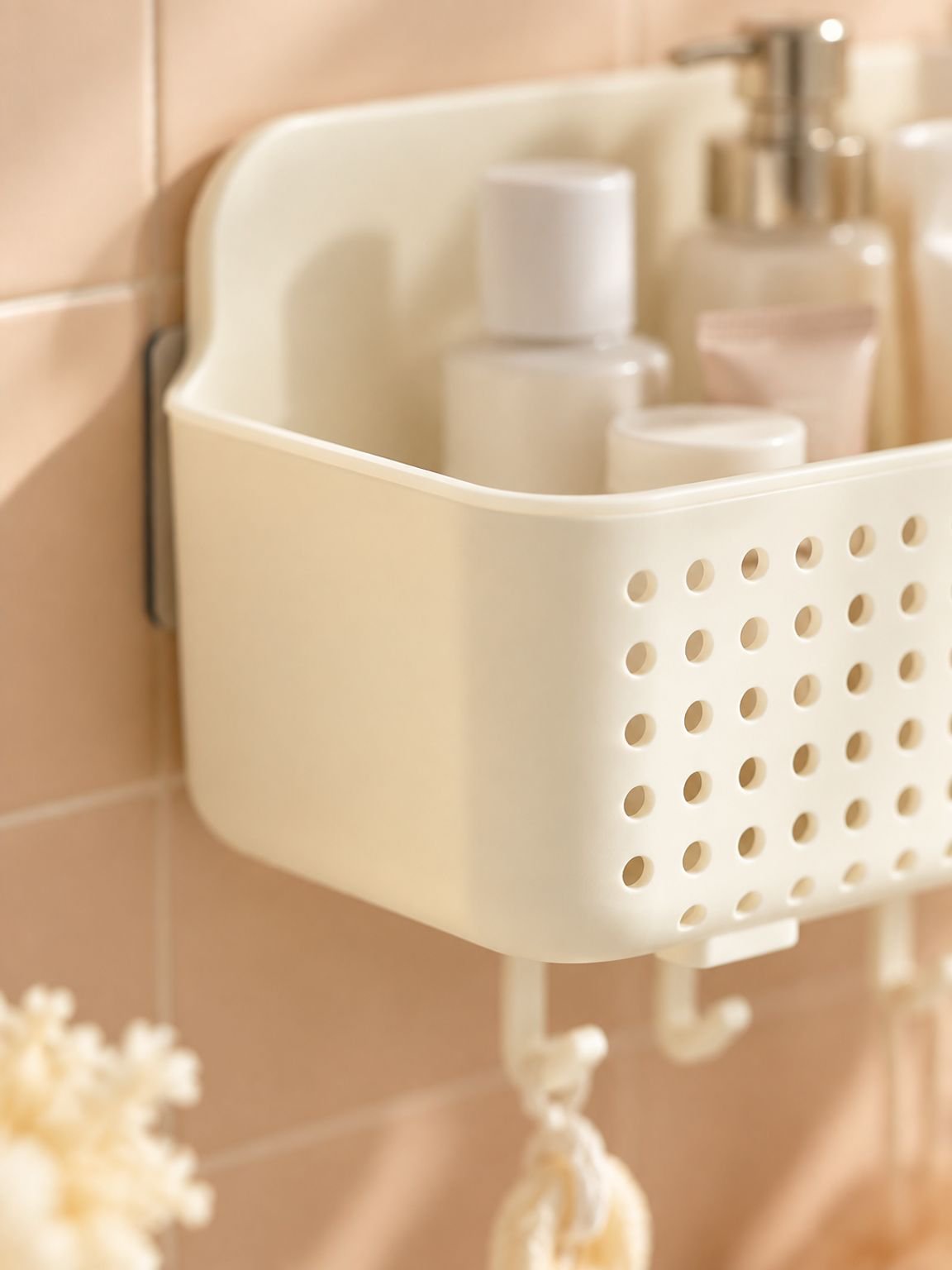 Organizador de baño fácil de instalar, sin necesidad de perforar la pared