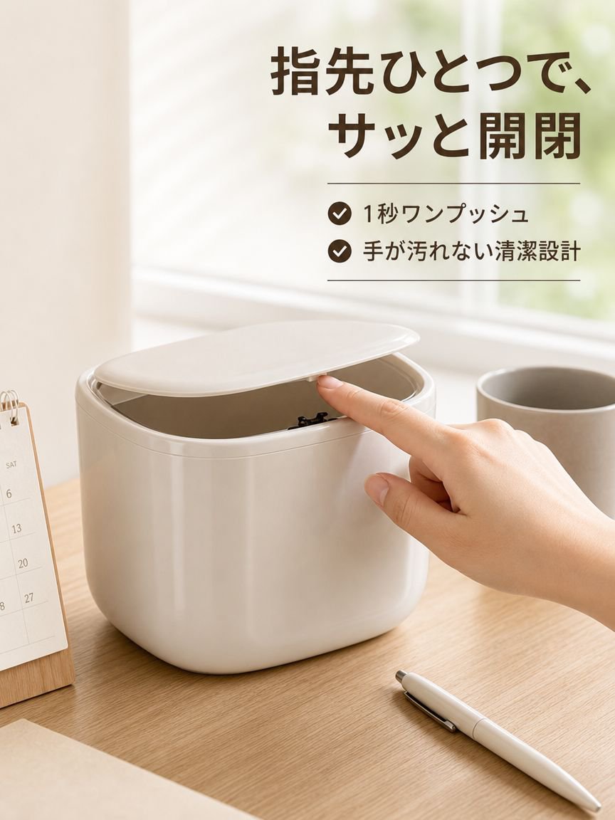 かわいいクリーム風卓上ゴミ箱