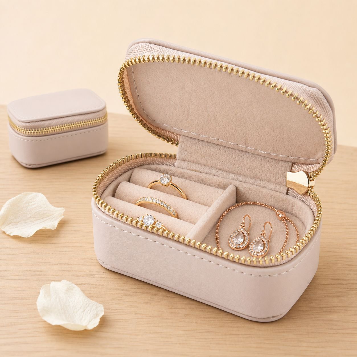 Portable Mini Jewelry Box, Travel Earring & Ring Organizer, Lightweight Luxury Design