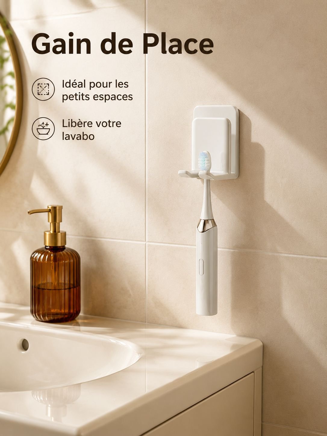 Hygiène et rangement brosse à dents sans perçage