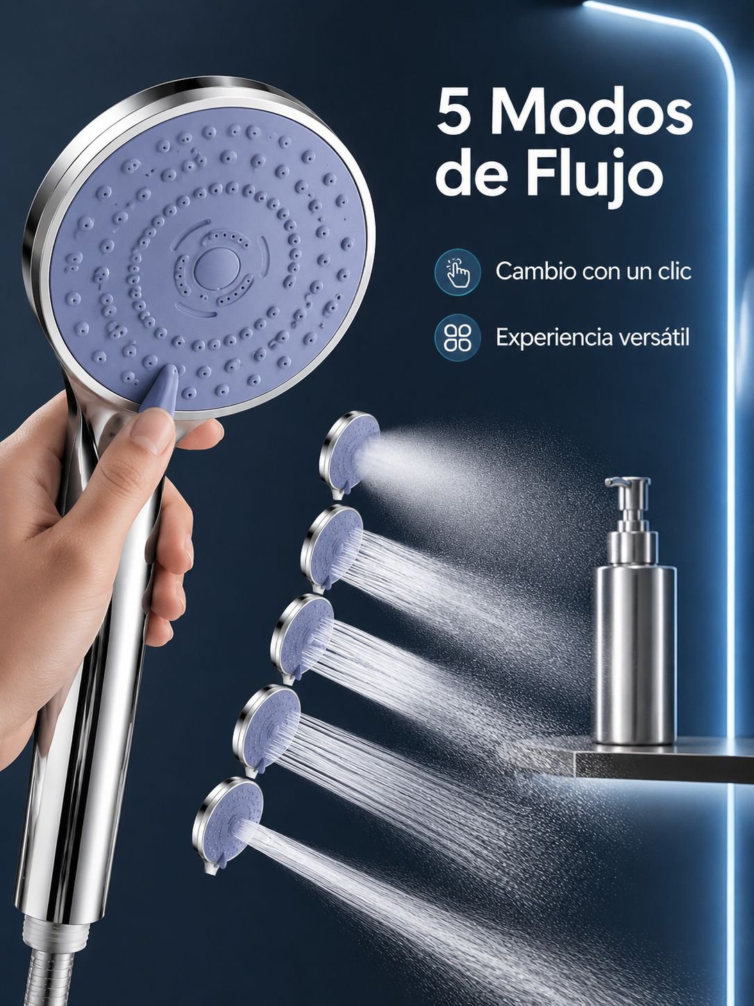 Cabezal de ducha de alta presión con manguera, juego para baño en casa y dormitorio