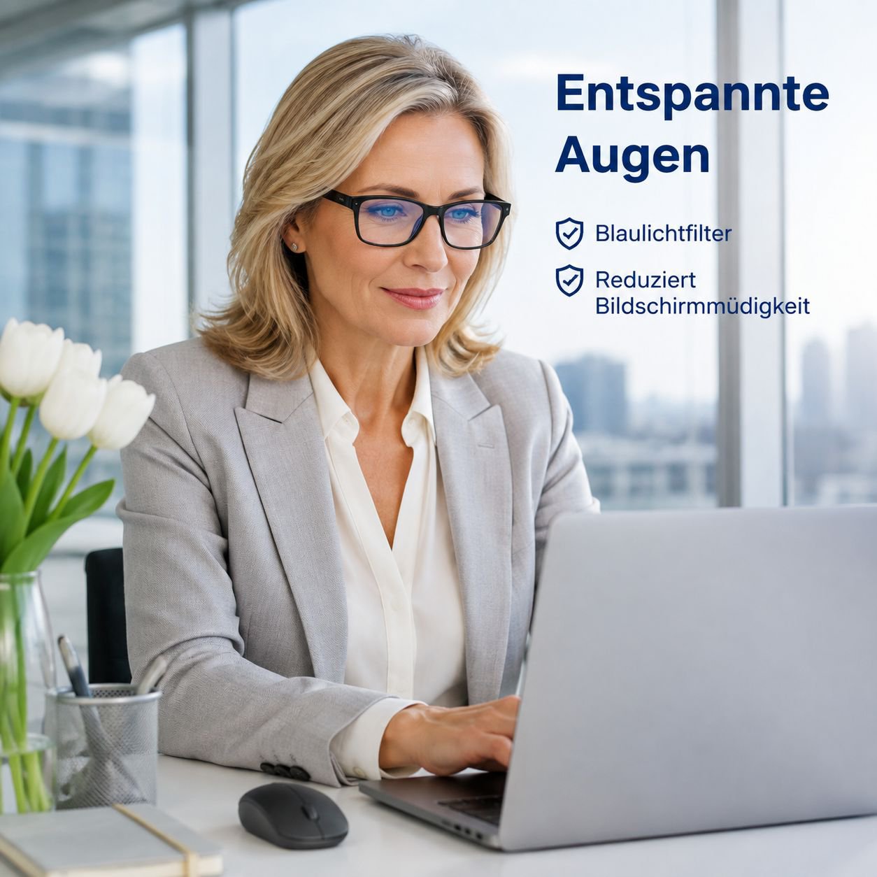 Lesebrille mit Blaulichtfilter und intelligentem Zoom