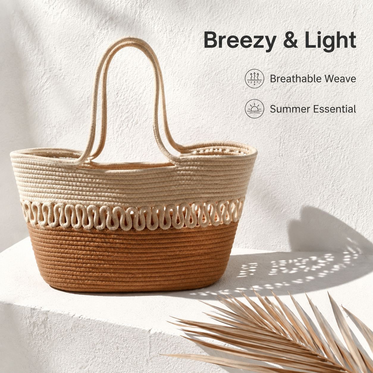 New Cotton Thread Woven Beach Bag, Large Capacity Handbag for Women
