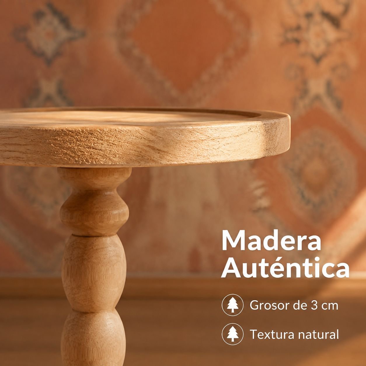 Mesa auxiliar de madera maciza de estilo retro americano