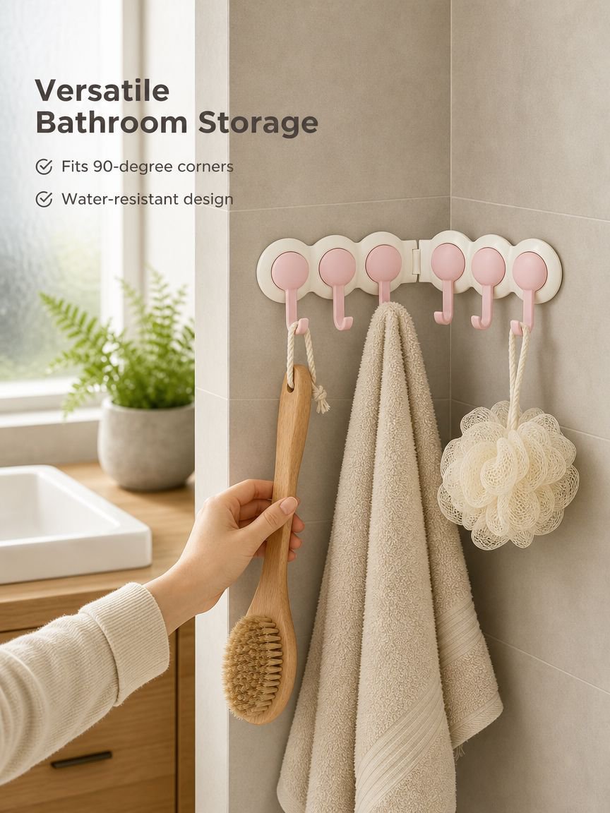 Cream Corner Row Wall Hooks