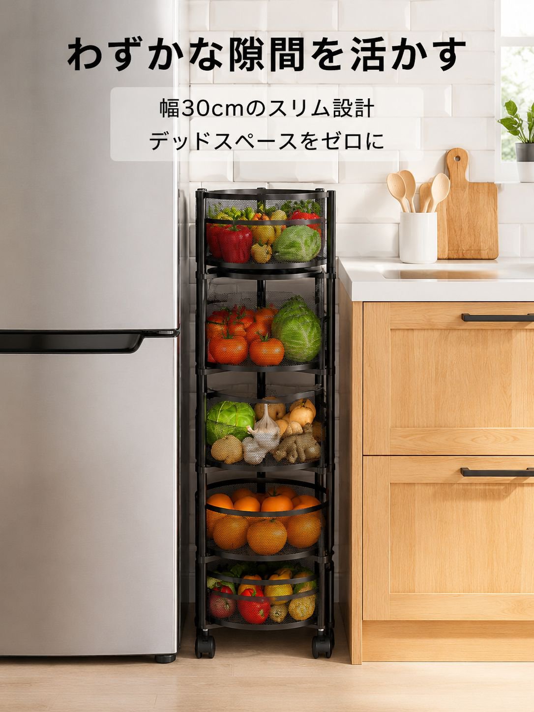 多機能キャスター付き収納ラック