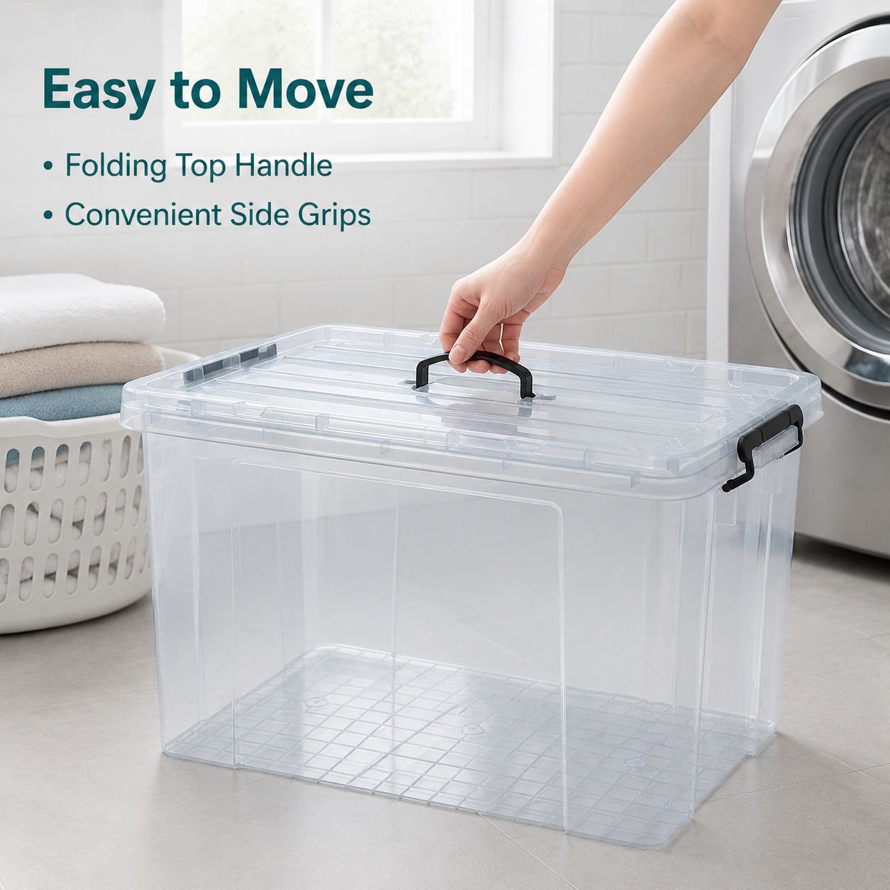 Large Plastic Storage Box with Lid