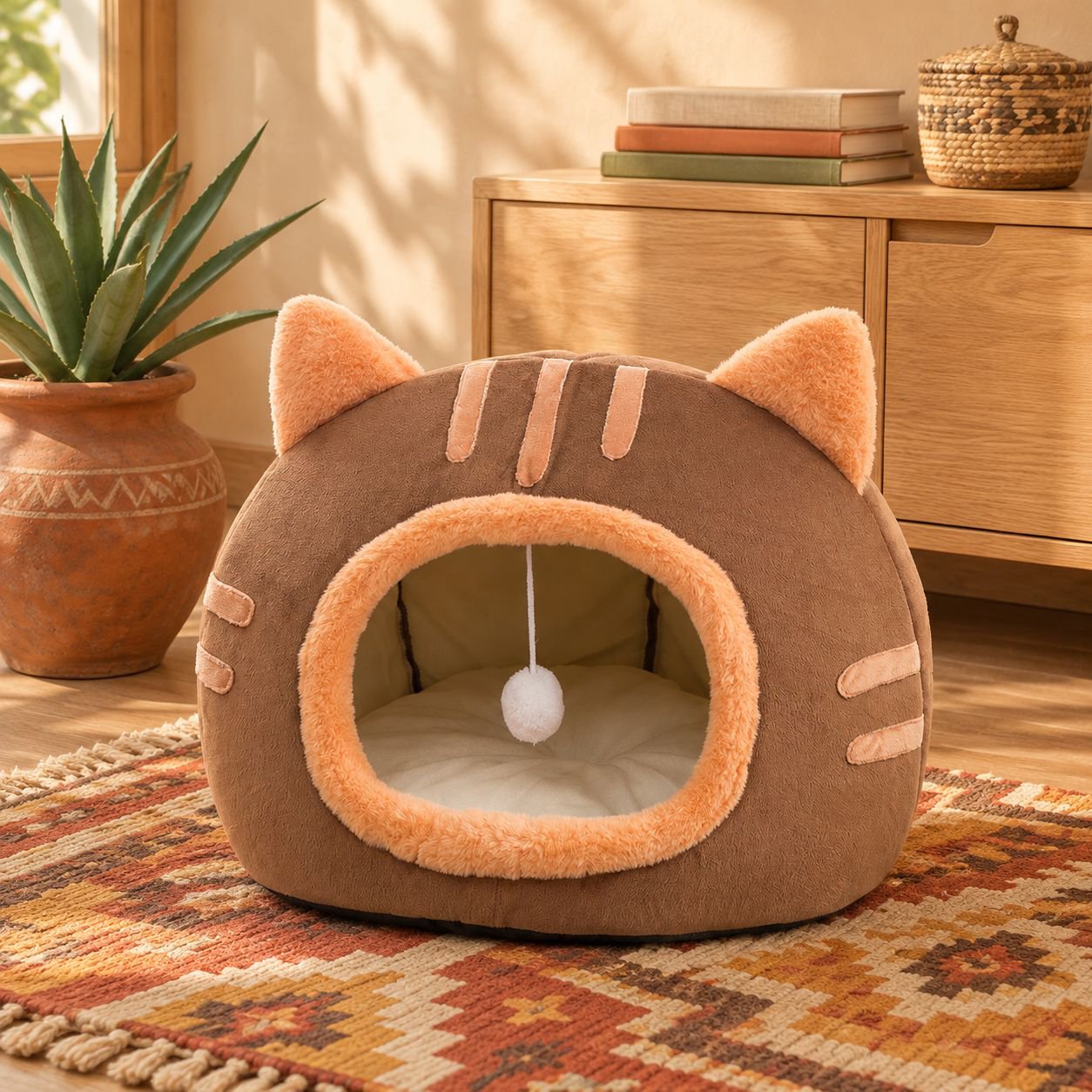 Casa para gatos semi-cerrada, ideal para invierno y cálida