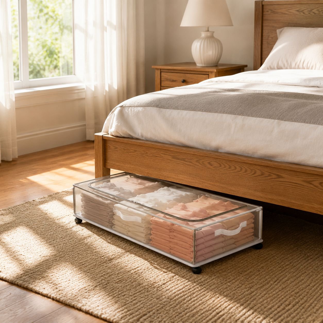 Space-saving storage solution under the bed