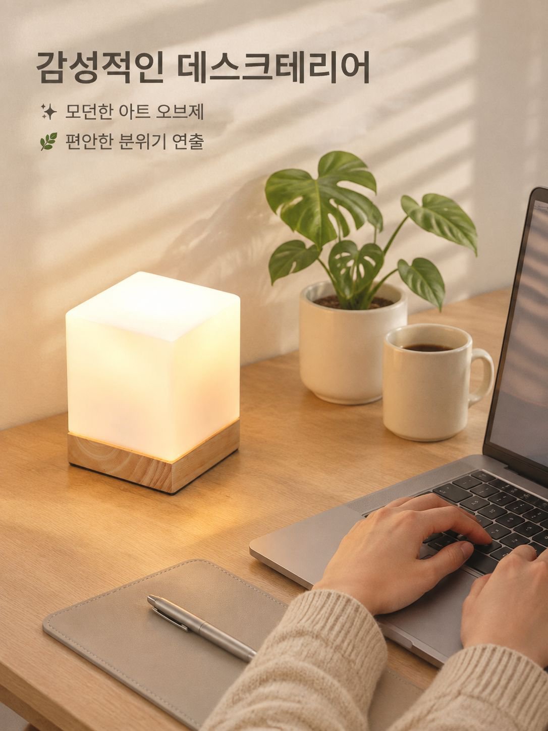 심플한 유리 사각형 테이블 램프