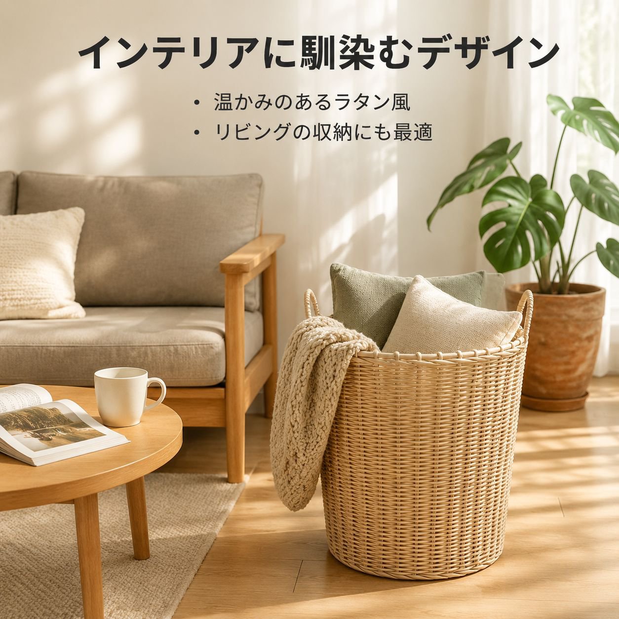 大容量手編み衣類収納バスケット