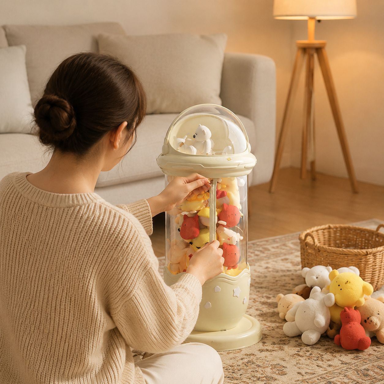 Cubo resistente con cremallera para guardar muñecas