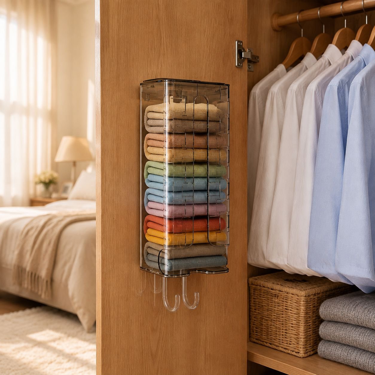 Modern bathroom underwear storage box with adhesive mount