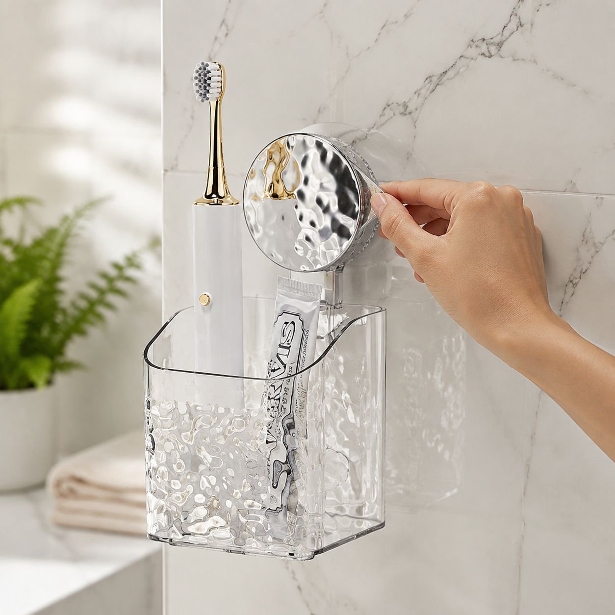 Space-saving glacier design makeup storage for home