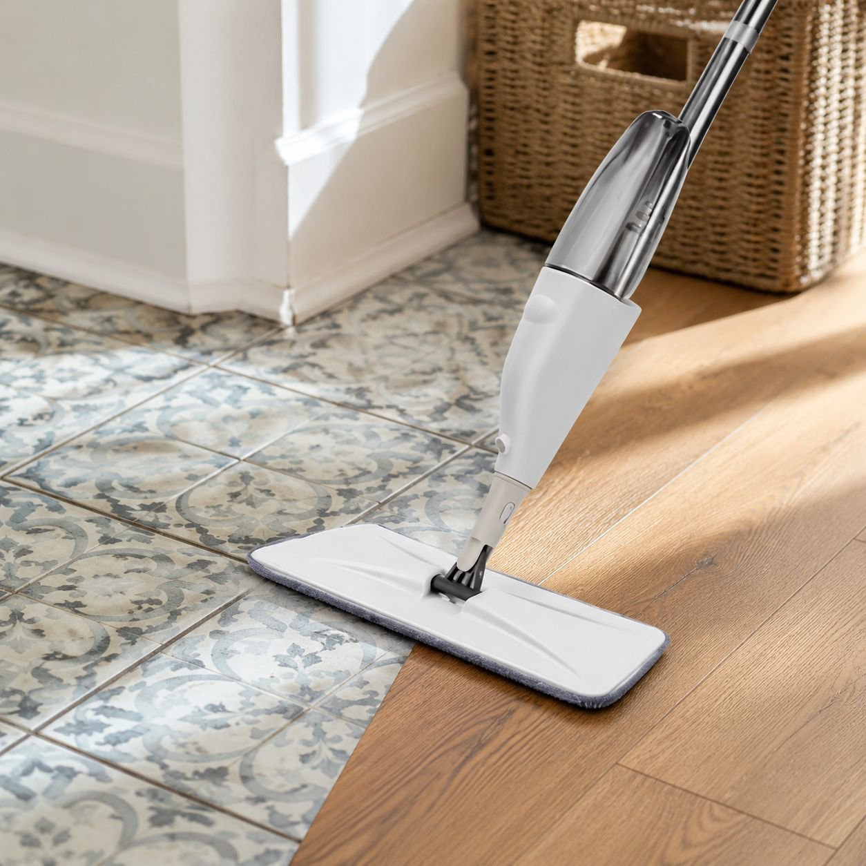 Spray mop with thickened design for deep cleaning