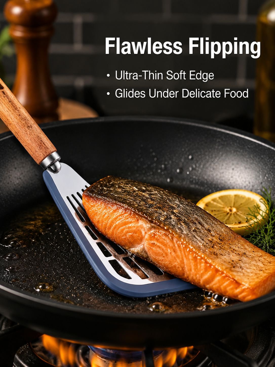 Solid wood silicone spatula