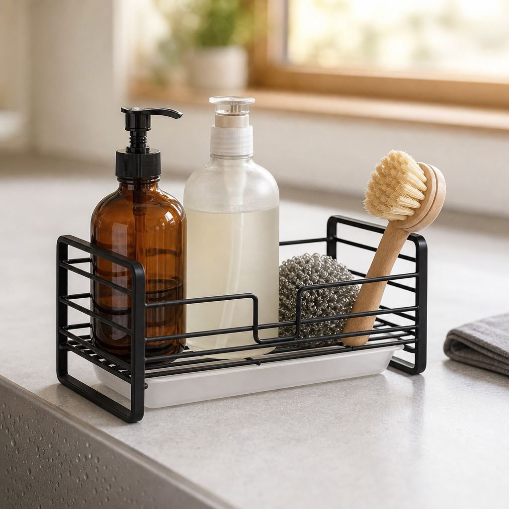 Kitchen Sink Iron Drain Storage Rack Multi-purpose Soap Steel Wool Sponge Holder