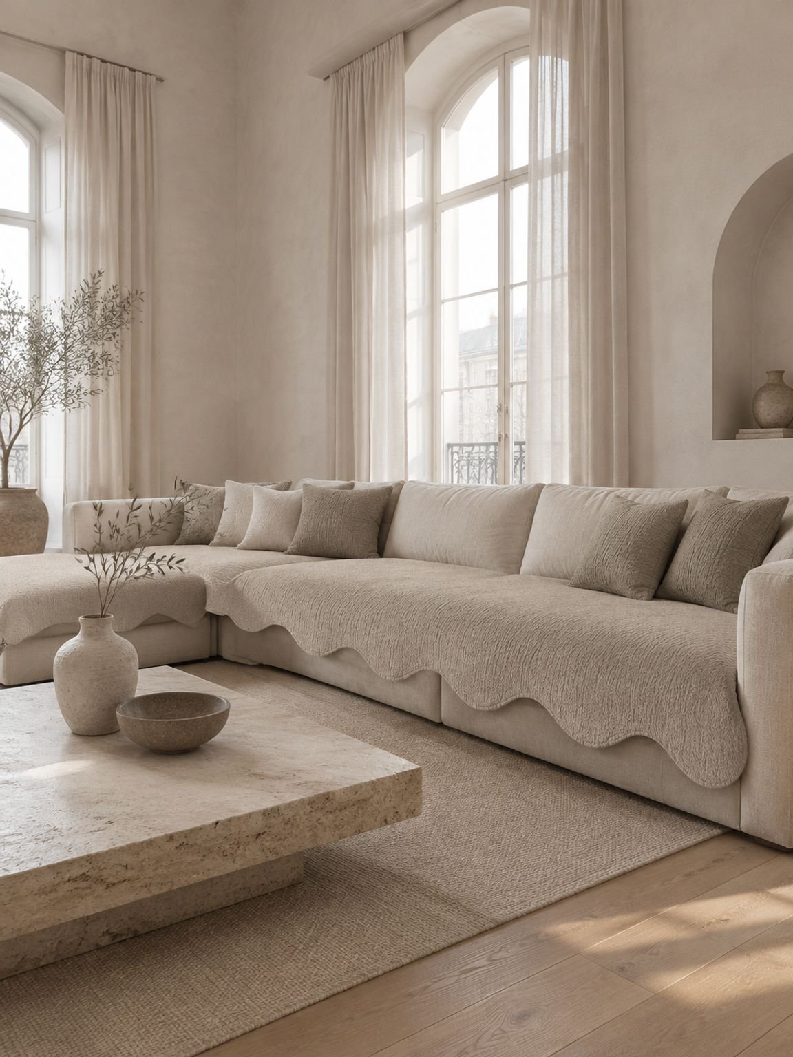 Coussin décoratif de forme irrégulière style Wabi-Sabi pour canapé minimaliste