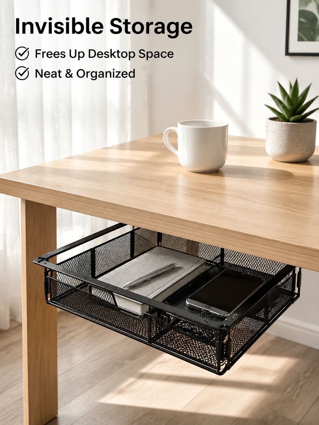 Under-desk drawer storage rack