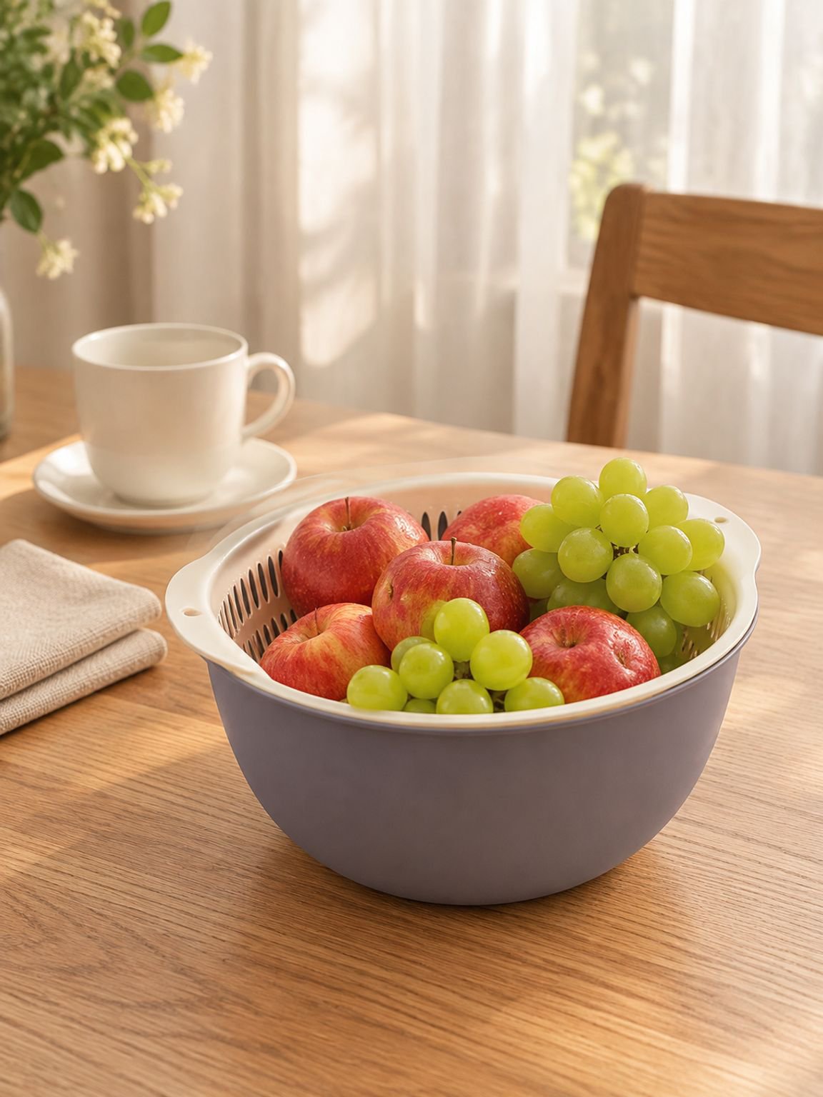 Doppeltes Abtropfkorb-Set, 6-teiliges Küchen-Set für Obst und Gemüse