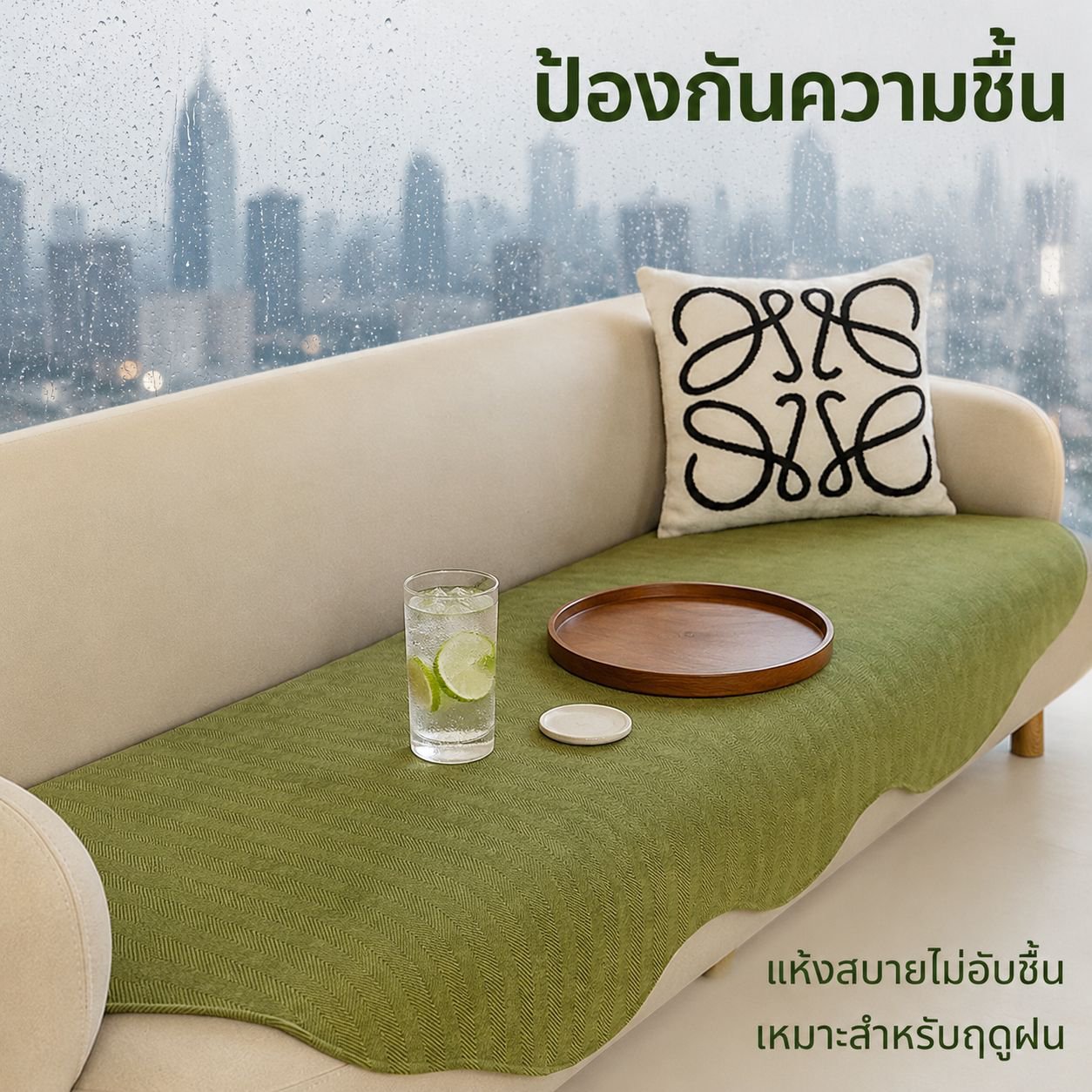ผ้าคลุมโซฟากันลื่นรุ่นใหม่พร้อมเบาะรองนั่ง