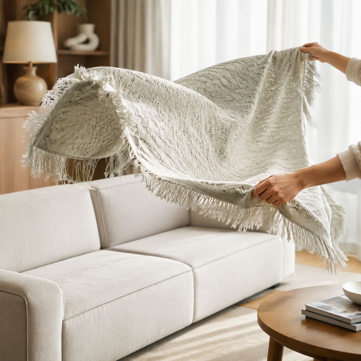 Elegant living room with giipet Textured Sofa Cover