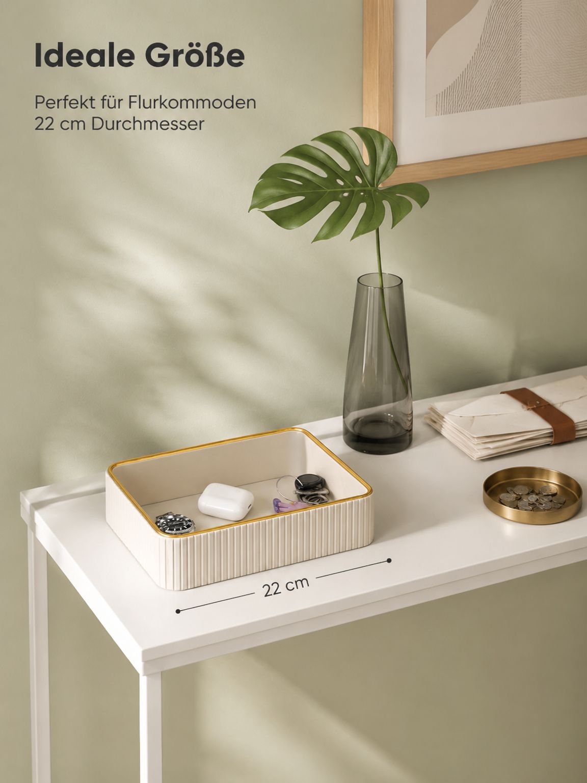 Luxuriöse cremeweiße Aufbewahrungsbox für Schmuck und Kosmetik