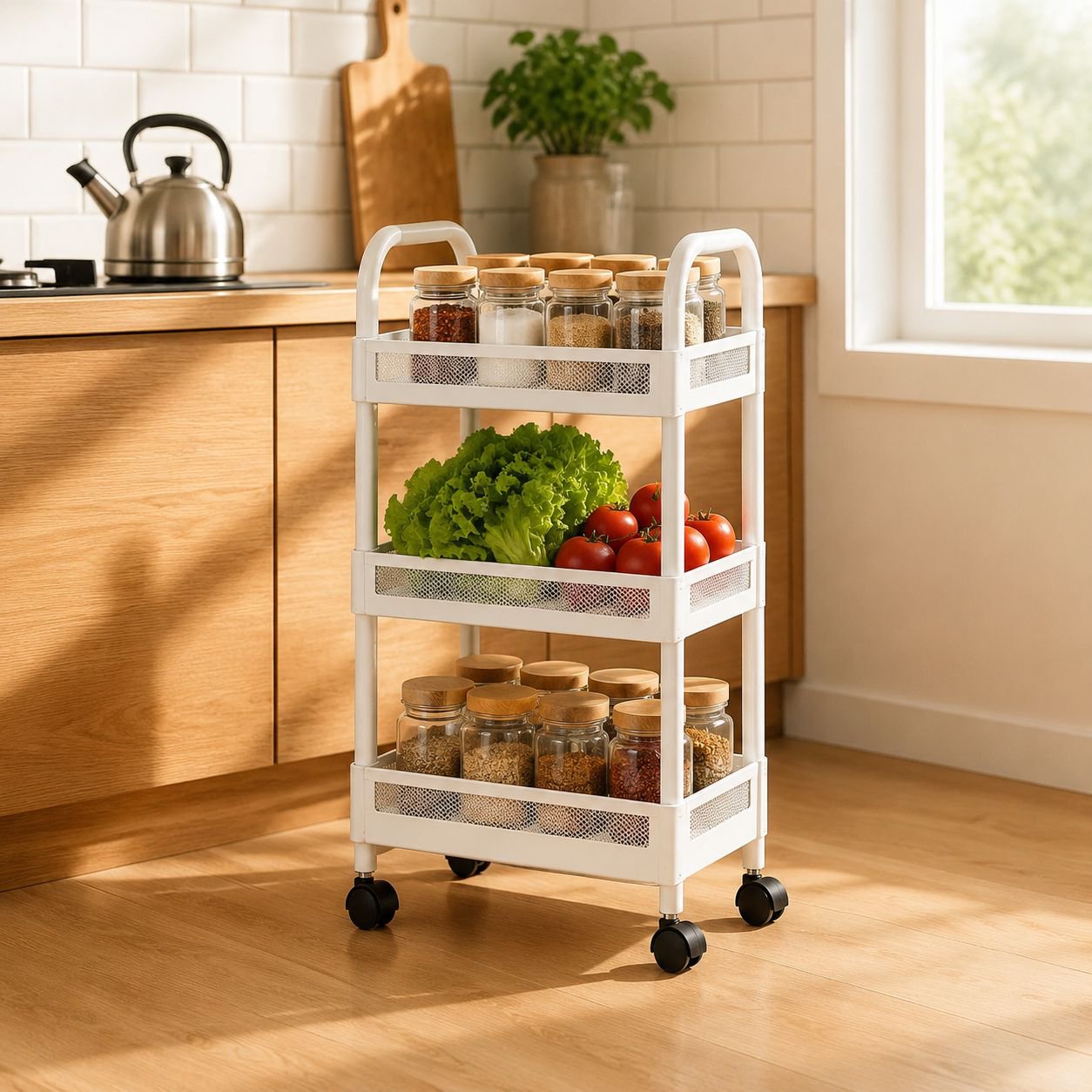 Multi-Functional Small Trolley Storage Rack for Kitchen, Bathroom, Bedroom, Study, and Baby Items