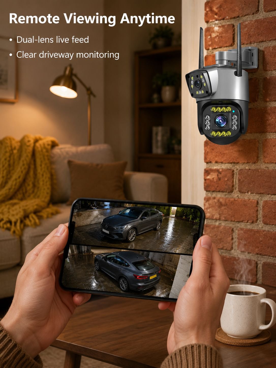 Home Camera Dual Lens HD Auto Night Vision Surveillance Camera